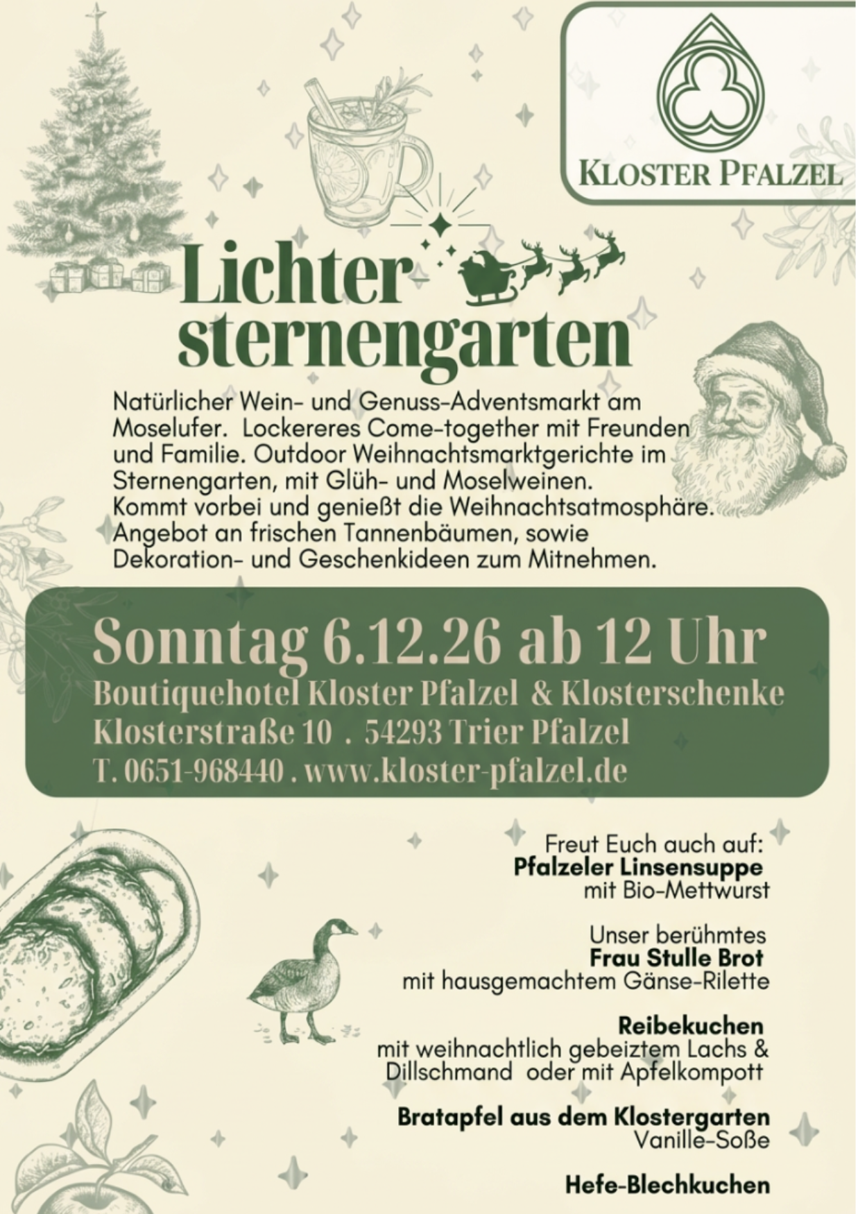 Restaurant Kloster Pfalzel Sonntag 6. Dezember 2026 Wein-und Genussmarkt